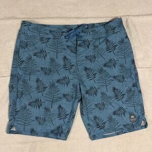Travis Mathew Larch Leaf Blue performance board shorts Waist 36